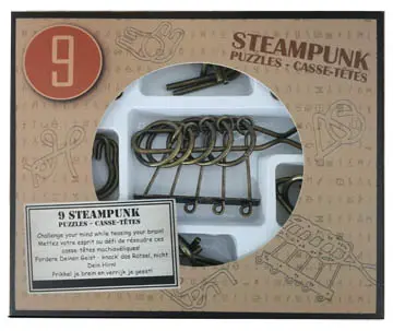 9 метални пъзела- Steampunk (кафяв)