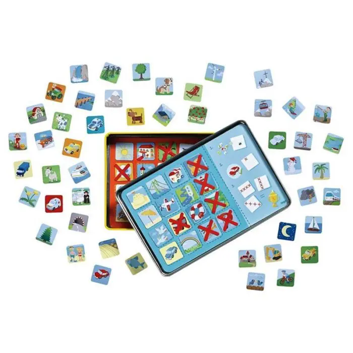 Образователна игра Пътуващо Бинго шаблони с картинки и игрални полета HABA