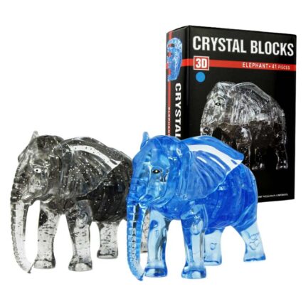 Кристален пъзел Слонче черен и син слон и кутия