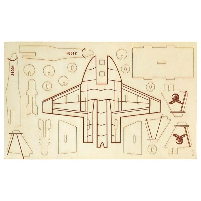 3D Дървен пъзел - Боен самолет J-31 части