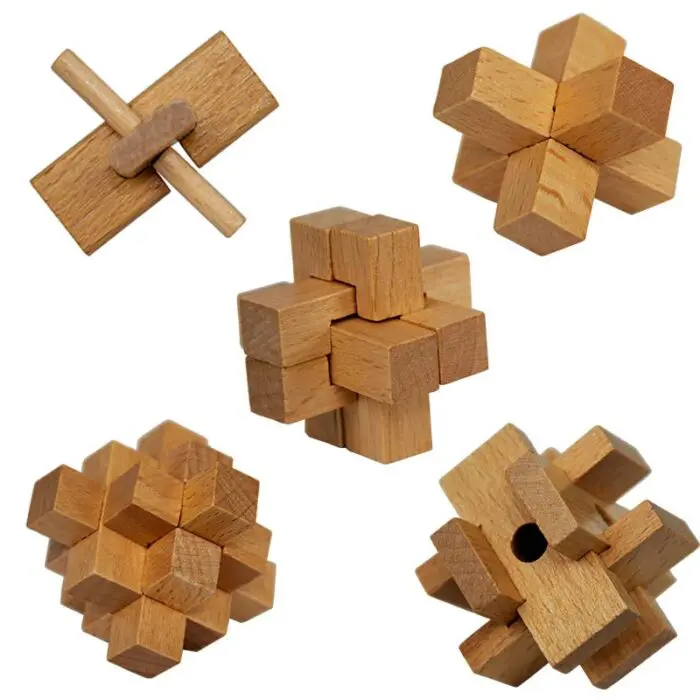 Дървени пъзели – Комплект от 5 фигури всички фигури