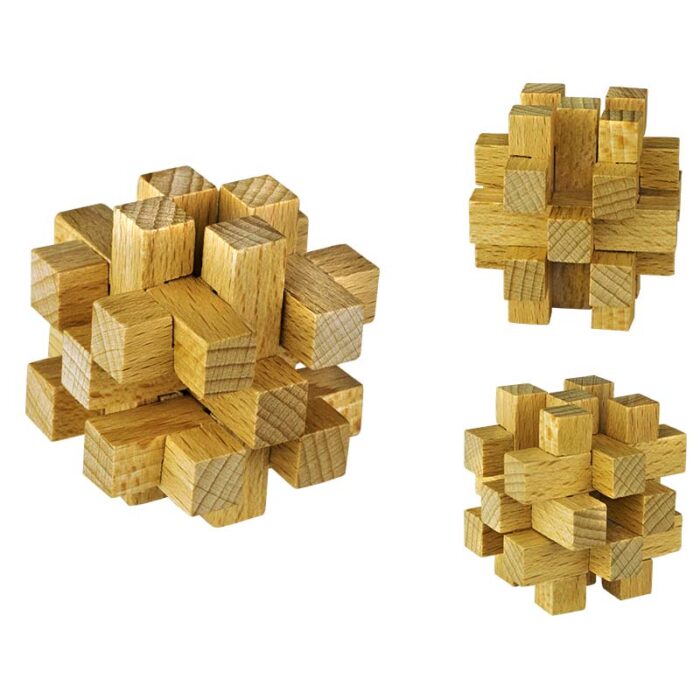 Дървен комплект от 5 логически фигури - Оранжев knot