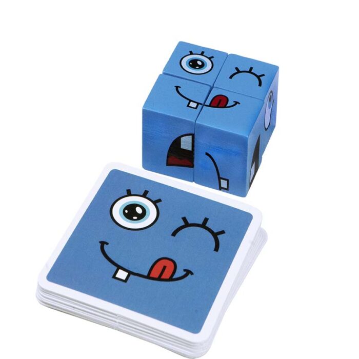 Детска игра - Кубчета лица - Face Change Rubiks's Cube сини кубчета и карти
