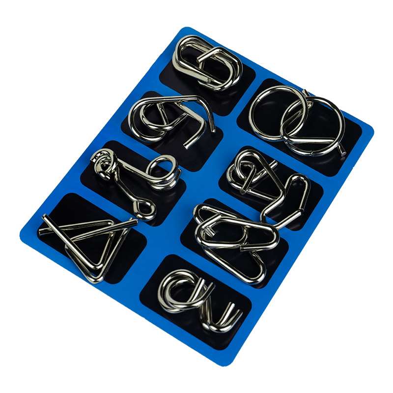 8 метални пъзела тъмно син комплект