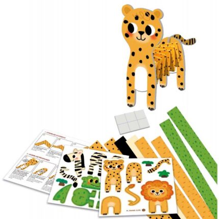 Творчески комплект-Животни от хартия Савана-сгънат лъв и елементи