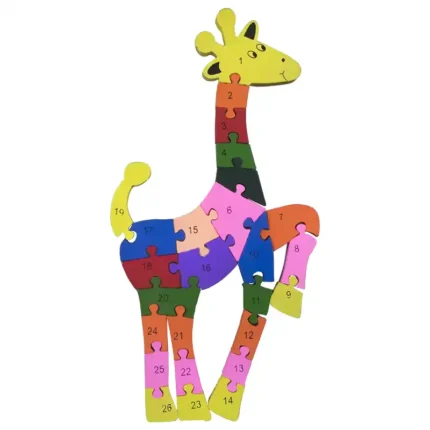 Детски дървен пъзел с числа и букви Жираф