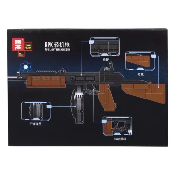 Конструктор тип лего-Автомат RPK Light Machine Gun- Bulding Block Gun -Zhe Gao. гръб