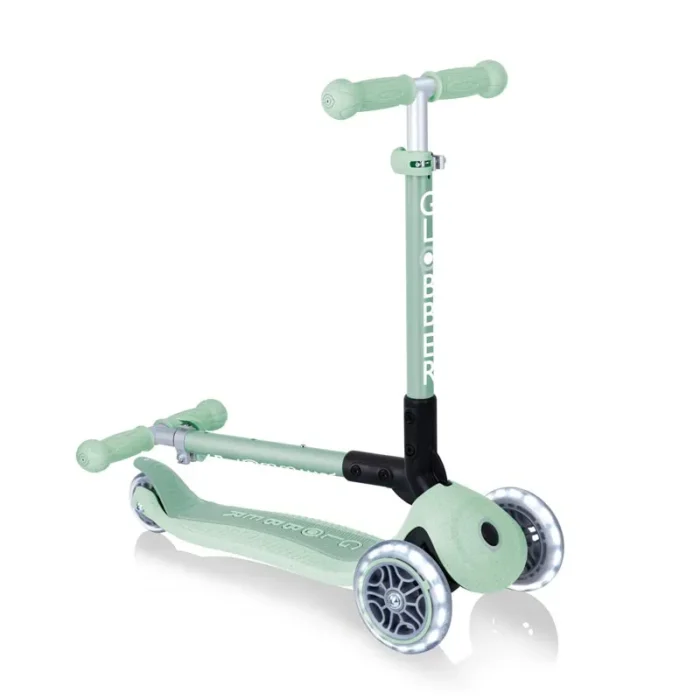 sgavaema eko trotinetka s 3 kolela GLOBBER JUNIOR FOLDABLE LIGHTS ECOLOGIC-tsvyat-pistachio (5)