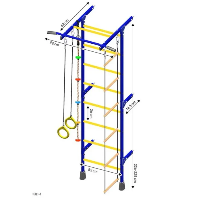 shvedska stena za detska gimnastika-metalna-s aksesoari-dvutsvetna (2)