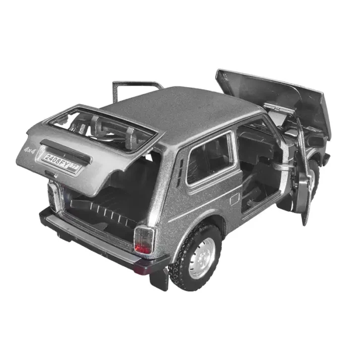 Метална количка-LADA NIVA 4x4-Pull Back-Сив-Детска количка