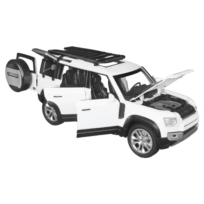 Метална количка-Land Rover Defender-Pull Back-бял-Детска количка